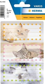Herma Buchetiketten Katzen, 76x35mm, mehrfarbig, 3 Blatt (9 Etiketten)