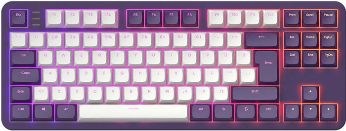 Dark Project ALU87A Violet Gaming Keyboard, weiß/violett, LEDs RGB, g3ms Sapphire, USB, DE