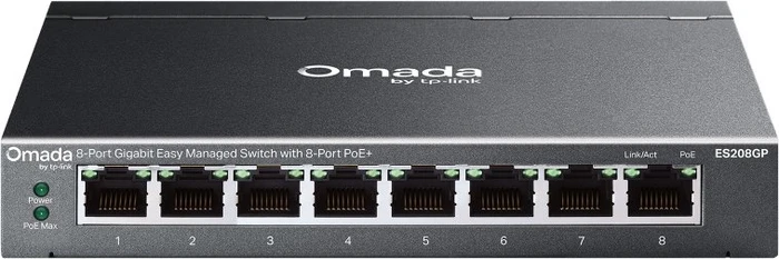TP-Link Omada ES200 Desktop Gigabit Managed Switch, 8x RJ-45, 64W PoE+