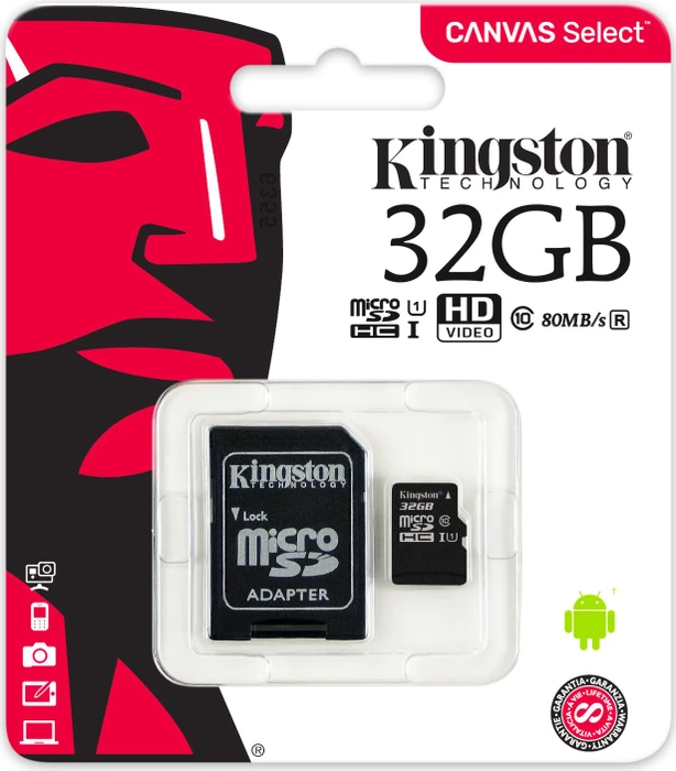 Kingston Canvas Select R80 32GB Kit, UHS-I U1, Class 10