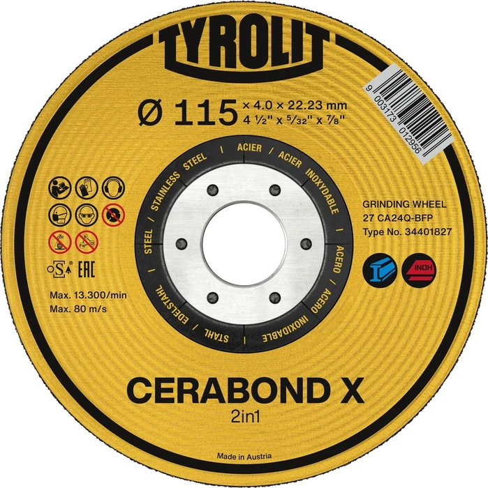 Tyrolit Premium Cerabond X Schleifscheibe, 178x4x22.23mm, 5 Stück