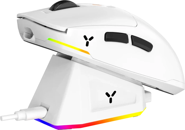 ISY IGM-6000-WT Ultralight Wireless Gaming Maus mit Ladestation weiß, USB