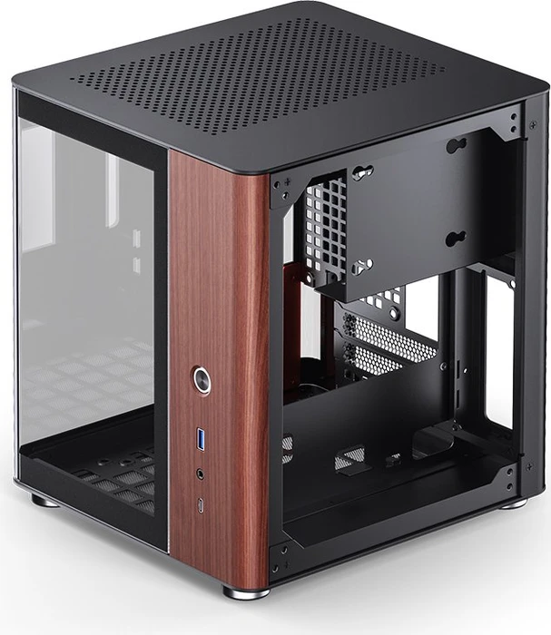 Jonsbo TK-0 Black, schwarz/braun, Glasfenster, Mini-ITX