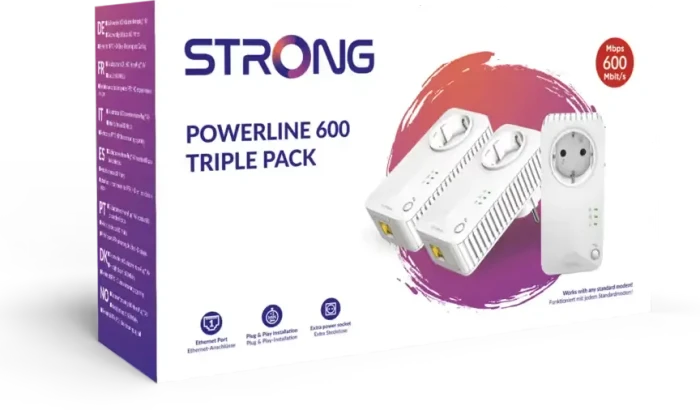 Strong Powerline 600 Triple Pack, EU, V2, HomePlug AV, RJ-45, 3er-Pack
