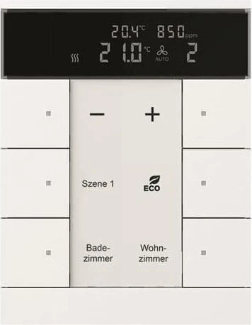 Busch-Jaeger Raumtemperaturregler mit CO2/Feuchte-Sensor 6-fach studioweiß matt