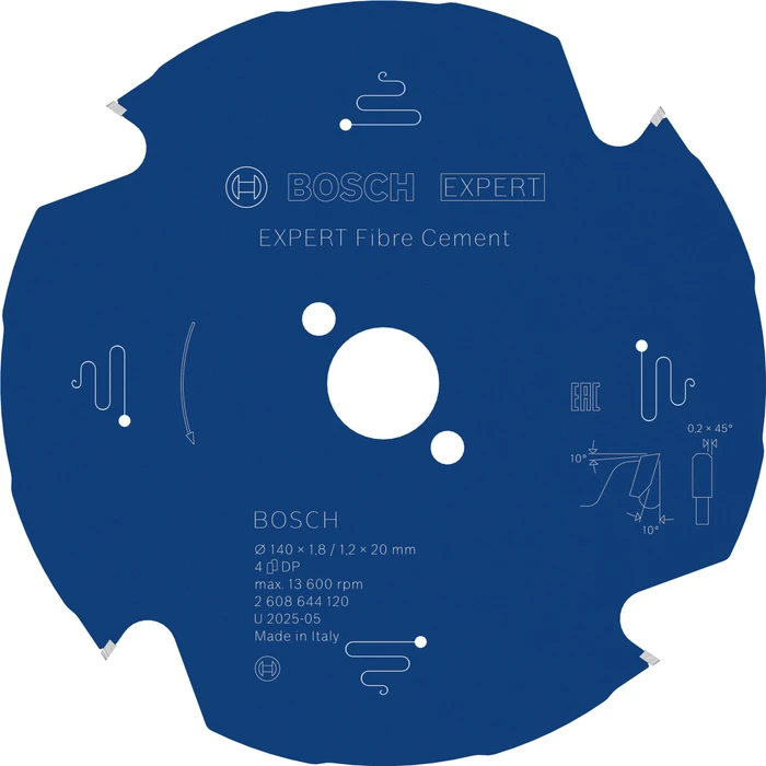 Bosch Professional Expert for Fiber Cement Kreissägeblatt 4Z, 140x1.3x20mm, 1 Stück