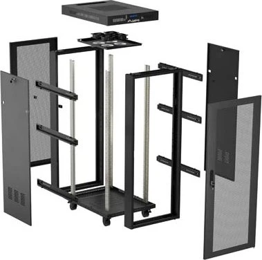 Lanberg 19" Rackschrank 32HE, LCD, freistehend, Flat Pack, Gitternetztür, IP20, RAL 9004, 800mm tief