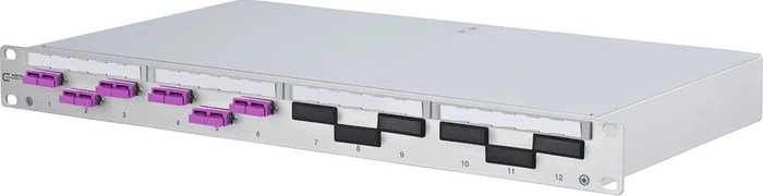 Metz Connect OpDAT PF splice LWL-Patchpanel SC-D Kupplungen, OM4 violett, 6-Port, 1HE, 1HE