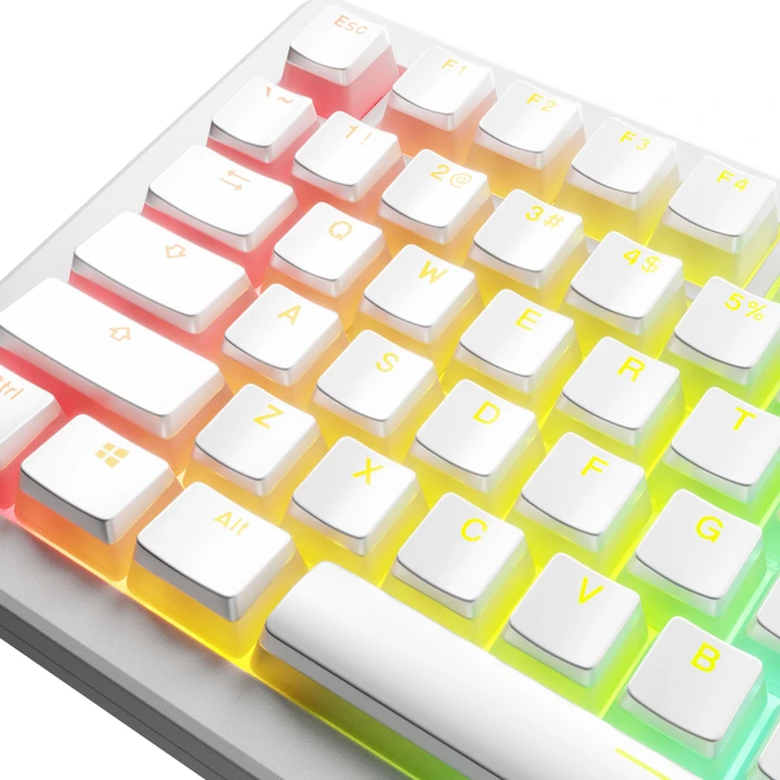 Glorious Aura V3 Keycaps, Kunststoff (PBT) Double-Shot, weiß/transparent, 130 Tasten, ANSI-US