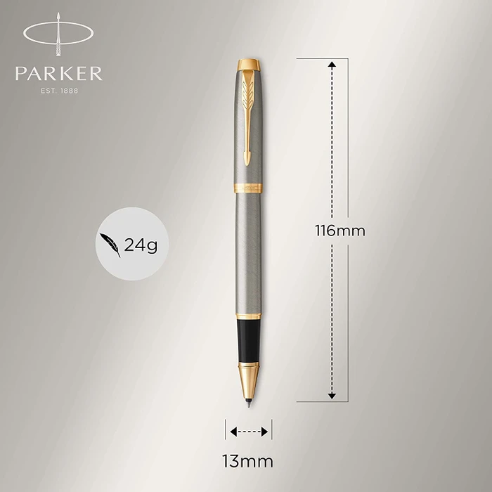Parker IM Tintenroller (Mine) brushed metal/gold trim, Geschenkbox