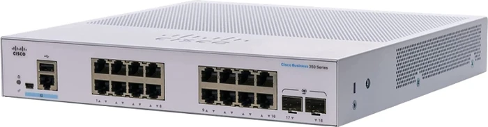 Cisco Business 350 Desktop Gigabit Managed Switch, 16x RJ-45, 2x SFP