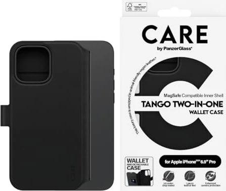 PanzerGlass Care Feature Case Tango Two-in-One Wallet MagSafe für Apple iPhone 16 Pro Max schwarz