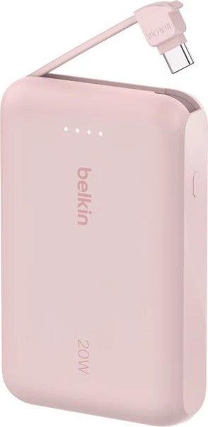 Belkin BoostCharge 10K 20W mit integriertem Kabel pink