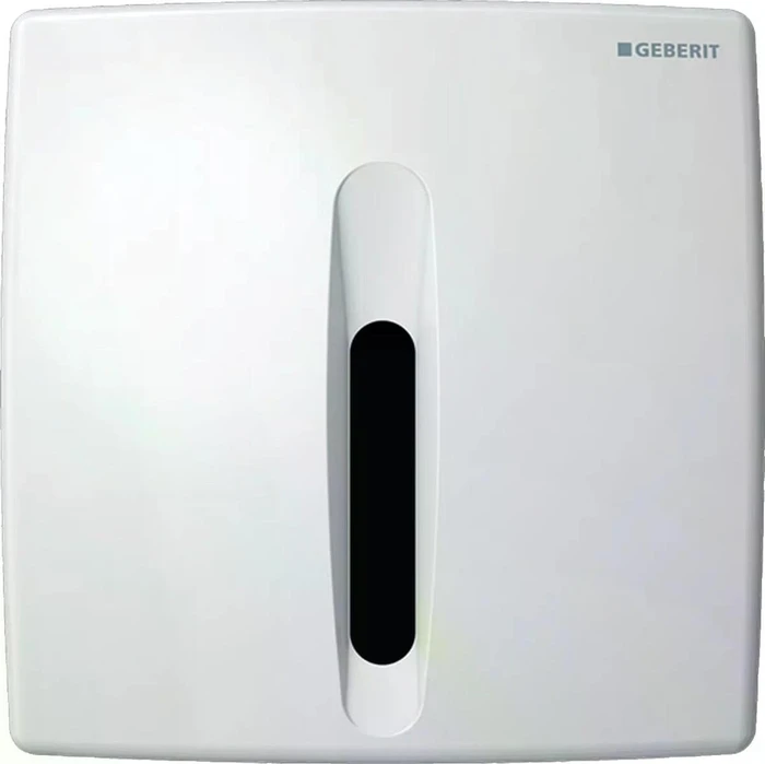 Geberit Basic Urinalsteuerung mit elektronischer Spülauslösung, Netzbetrieb, Abdeckplatte, eckig, aus Kunststoff, weiß-alpin