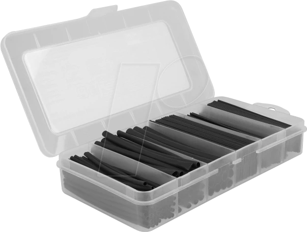DeLOCK Schrumpfschlauch Sortiment, Schrumpfungsrate 2:1, 95mm, schwarz, 196 Stück