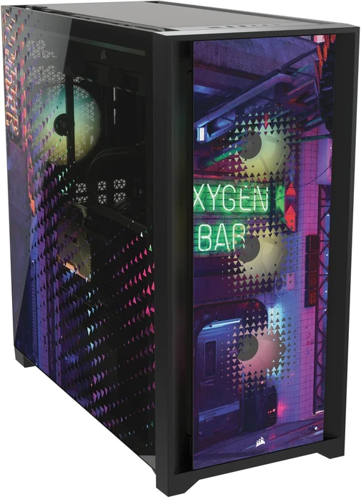 Corsair iCue 5000X RGB Signature Series Neon Night, schwarz, Glasfenster