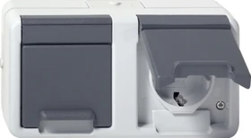 Gira SCHUKO-Doppelsteckdose 16A 250V waagrecht, grau