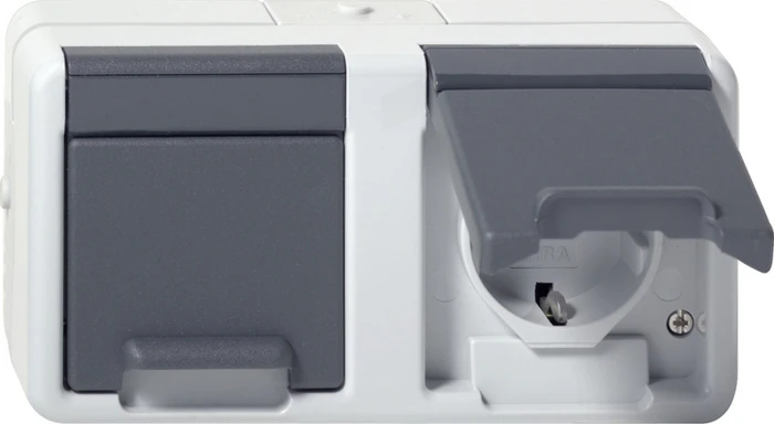 Gira SCHUKO-Doppelsteckdose 16A 250V waagrecht, grau