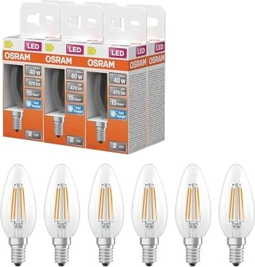Osram Ledvance LED Retrofit Star Classic B 40 Filament 3.4W/865 E14 klar, 6 Stück