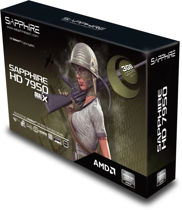 Sapphire Radeon HD 7950 Dual Fan, 3GB GDDR5, DVI, HDMI, 2x mDP, full retail