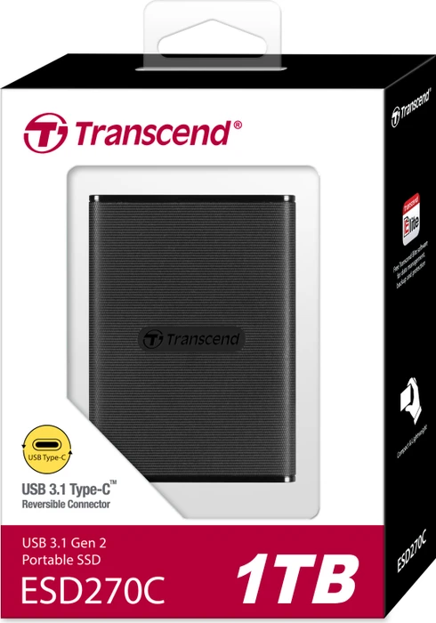 Transcend ESD270C Portable SSD, 2TB, USB-C 3.1