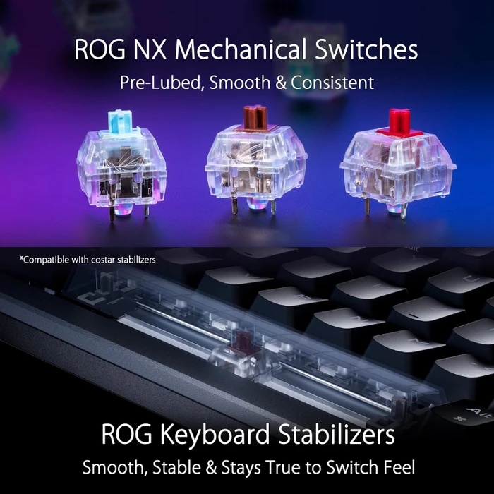 ASUS ROG Azoth Wireless Gaming Keyboard, PBT, hot-swap, ROG NX RED, USB/Bluetooth, ES