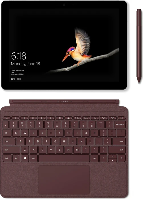 Microsoft Surface Go, rot, Pentium Gold 4415Y, 8GB RAM, 128GB, Signature Type Cover Bordeaux rot