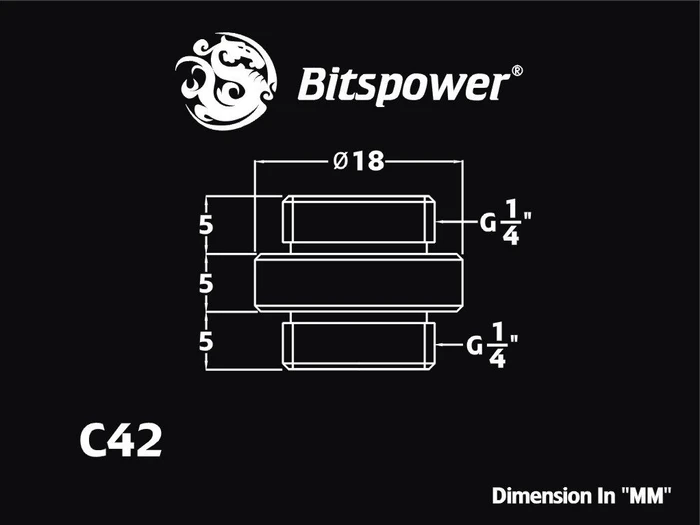 Bitspower Adapter 2x G1/4" matt schwarz