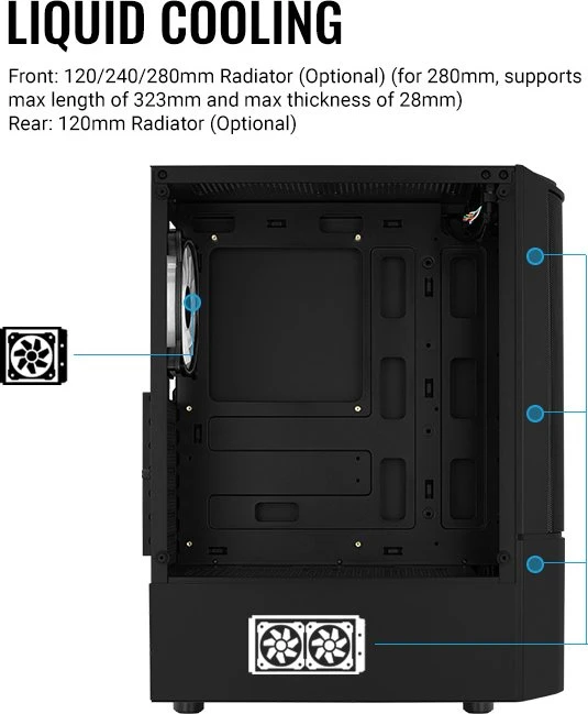 AeroCool Quantum Mesh [V2], schwarz, Lüfter LED Fixed RGB, Glasfenster