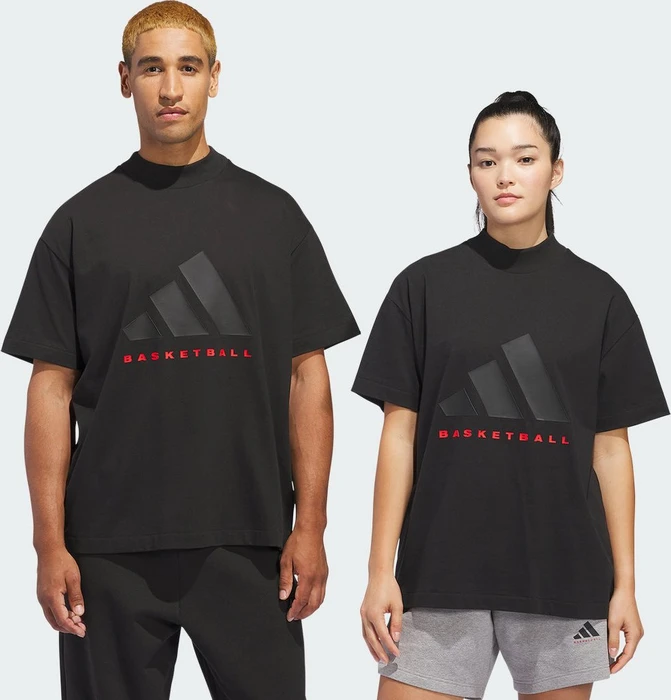 adidas Basketball 001 T-Shirt kurzarm schwarz/rot