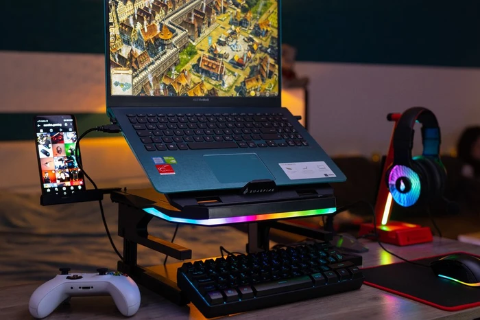 Verbatim Portus X2 RGB, Notebook-Stand bis 17.3", schwarz