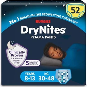 Huggies DryNite Boys Einwegwindel, 8-15J, 27-57kg, 52 Stück (4x 13 Stück)