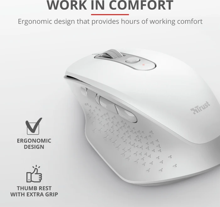 Trust Ozaa Rechargeable Wireless Mouse weiß, USB