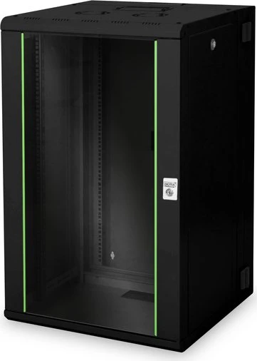 Digitus Professional Unique Serie Wandschrank 20HE, zweiteilig, schwenkbar, Sicherheitsglastür, IP2X, schwarz, 600mm tief