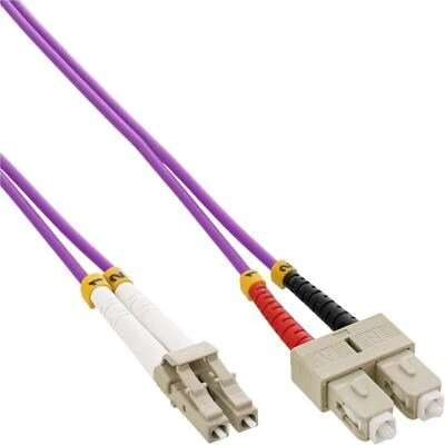 InLine LWL Duplex Kabel, OM4, 2x LC Stecker/2x SC Stecker, 20m, violett (88639P)