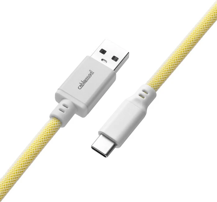 CableMod Classic Coiled Keyboard Cable USB Micro-B auf USB-A, Tastaturkabel (Spiral-Textilkabel), 1.5m, Lemon Ice