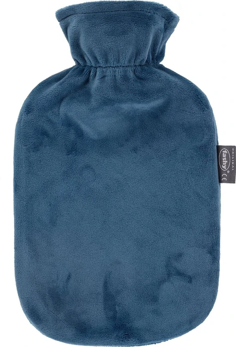 Fashy Wärmflasche mit Flauschbezug blau