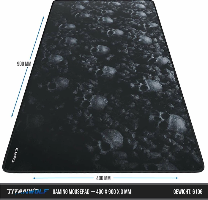 Titanwolf Skulls XXL Speed Gaming-Mauspad, schwarz