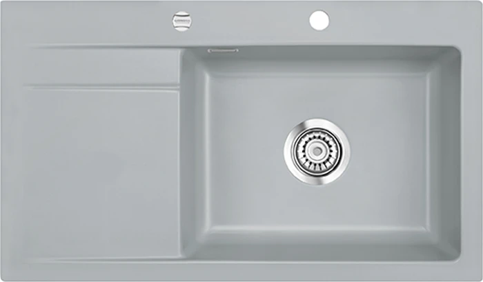 systemceram Stema 86 SL Einbau Becken links mit Ablauffernbedienung titan