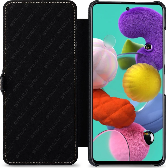 Stilgut Book Type Leather Case Clip für Samsung Galaxy A51 schwarz