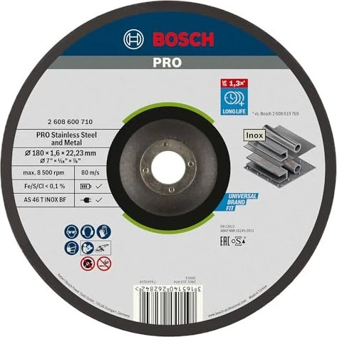 Bosch Professional AS46TBF Expert for Inox Trennscheibe, 180x1.6x22.23mm, 1 Stück