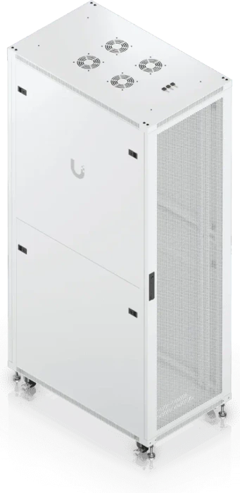 Ubiquiti 42U Rack Cabinet, 19" Rackschrank 42HE, mit Rollen, Gitternetztür, weiß, 1000mm tief