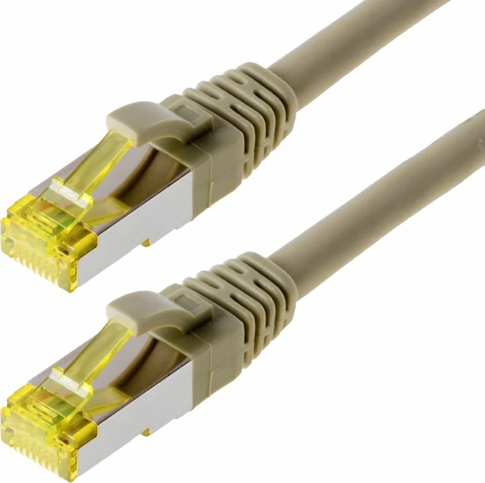 Helos Premium Patchkabel, Cat6a, S/FTP, RJ-45/RJ-45, 15m, grau