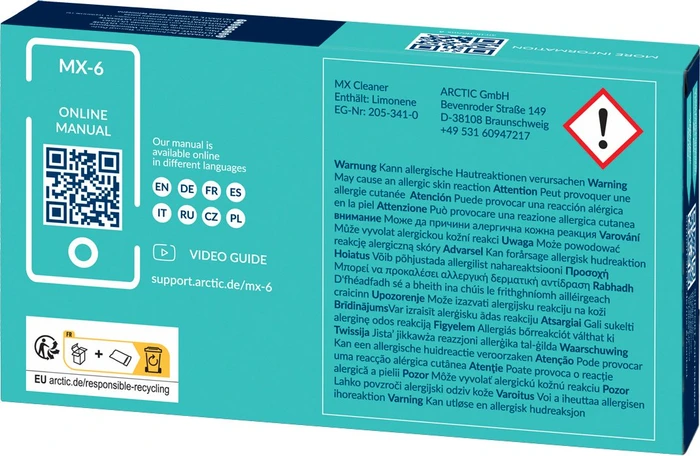 ARCTIC MX-6, 4g, inkl. 6x MX Cleaner Reinigungstuch