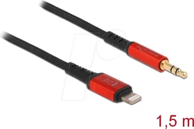DeLOCK Audiokabel 8-Pin Lightning Stecker zu Klinkenstecker 3.5mm 3-Pin 1.5m schwarz/rot