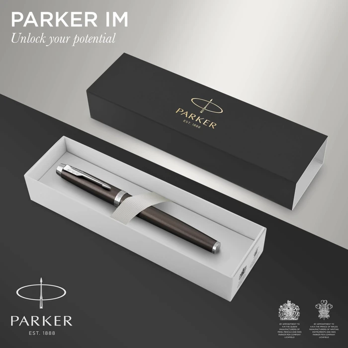 Parker IM dark espresso, rechte Hand, fein, Geschenkbox
