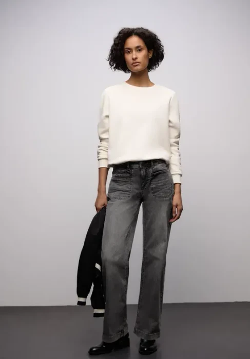 Street One Wide Leg Jeans mid grey washed (Damen)