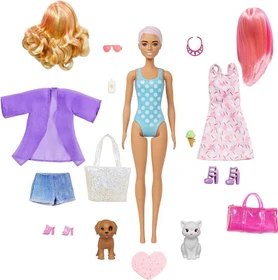 Mattel Barbie - Color Reveal Puppe Strand und Party mit 25 Überraschungen