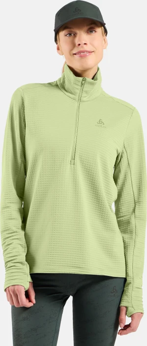 Odlo Essentials Thermal Half Zip Laufshirt langarm shadow lime (Damen)
