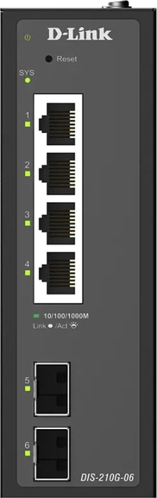 D-Link DIS-210G-06 Industrial Railmount Gigabit Smart Switch, 4x RJ-45, 2x SFP